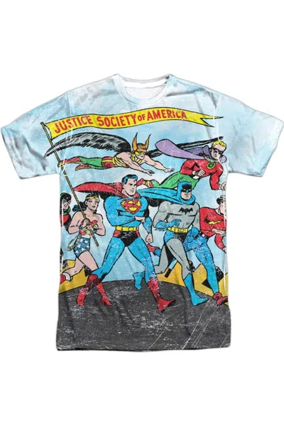 Gildan Justice League Of America World Cure Short Sleeve Adult Poly Crew Tee / T-shirt In White