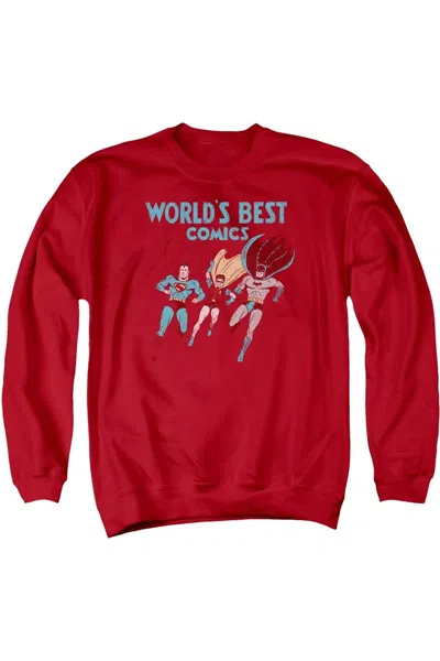 Gildan Justice League Of America Worlds Best Adult Crewneck Sweatshirt In Red