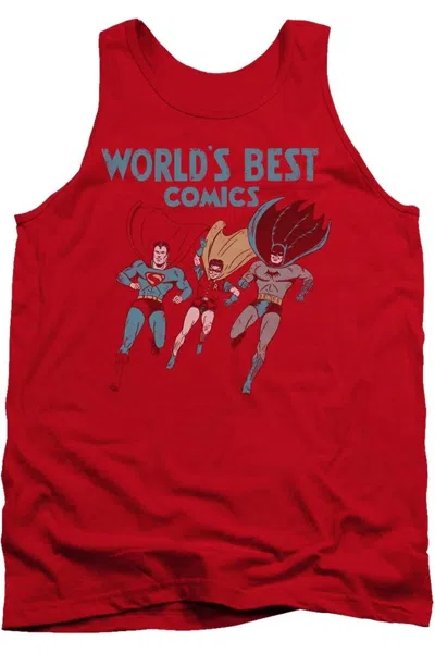 Gildan Justice League Of America Worlds Best Adult Tank Top In Red