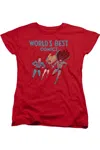 Gildan Justice League Of America Worlds Best Short Sleeve Womens Tee / T-shirt In Red