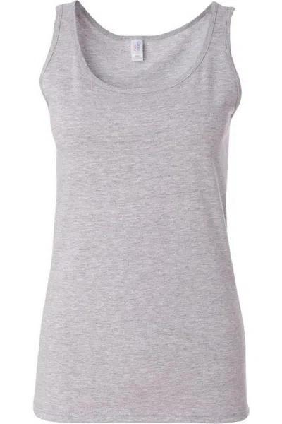 Gildan Ladies Soft Style Tank Top Vest In Gray