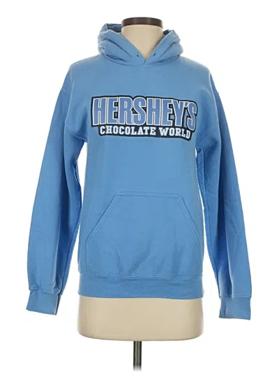 Pre-owned Gildan Long Sleeve Top Blue Crew Neck Tops
