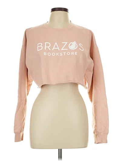 Pre-owned Gildan Long Sleeve Top Pink Crew Neck Tops