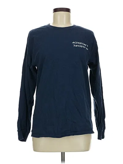 Pre-owned Gildan Long Sleeve T-shirt In Blue