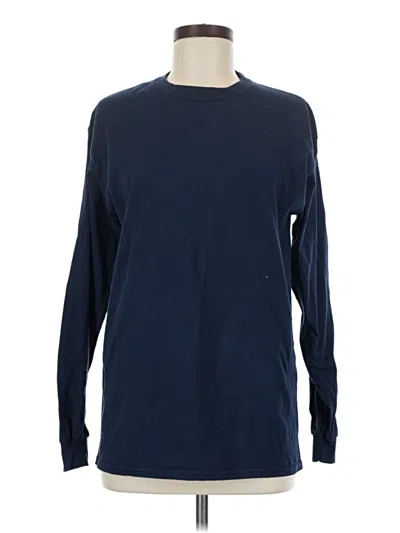 Pre-owned Gildan Long Sleeve T-shirt In Blue