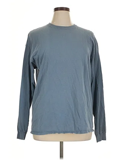 Pre-owned Gildan Long Sleeve T-shirt In Blue