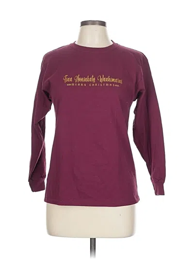 Pre-owned Gildan Long Sleeve T-shirt In Burgundy