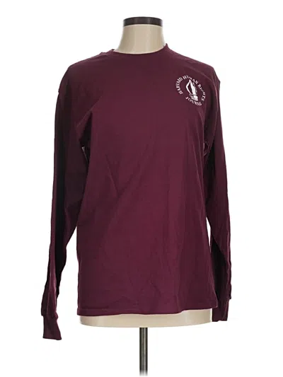 Pre-owned Gildan Long Sleeve T-shirt In Burgundy
