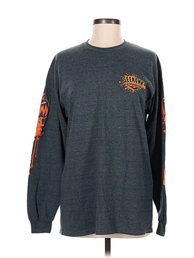 Pre-owned Gildan Long Sleeve T-shirt In Gray