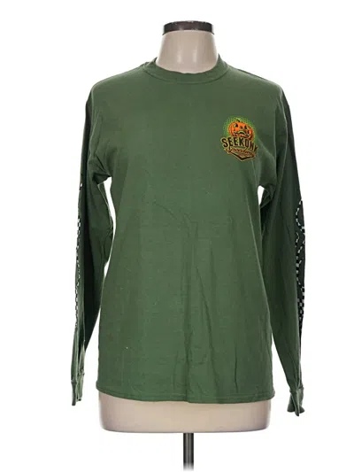 Pre-owned Gildan Long Sleeve T-shirt In Green