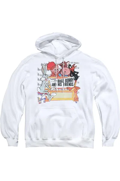 Gildan Looney Tunes Bugs And Friends Adult Pull Over Hoodie / Hooded Sweatshirt In White