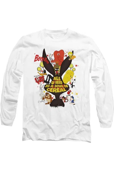 Gildan Looney Tunes Cereal Long Sleeve Adult Tee / T-shirt In White