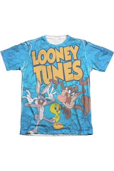Gildan Looney Tunes Collage Of Characters Adult Poly/cotton Short Sleeve Tee / T-shirt In White