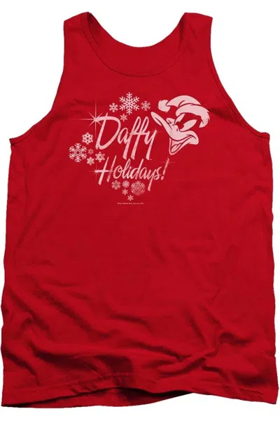 Gildan Looney Tunes Daffy Holidays Adult Tank Top In Red