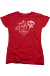 Gildan Looney Tunes Daffy Holidays Short Sleeve Womens Tee / T-shirt In Red