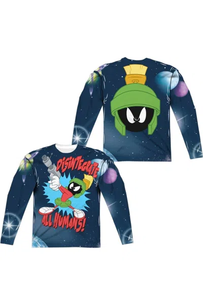 Gildan Looney Tunes Disintergrate (front/back Print) Long Sleeve Adult Poly Crew Tee / T-shirt In Multi