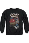 Gildan Looney Tunes Dj Looney Tunes Adult Crewneck Sweatshirt In Black
