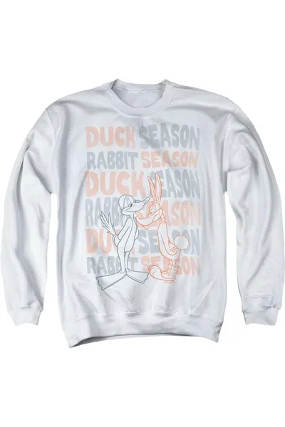 Gildan Looney Tunes Duck Season Rabbit Season Adult Crewneck Sweatshirt In White
