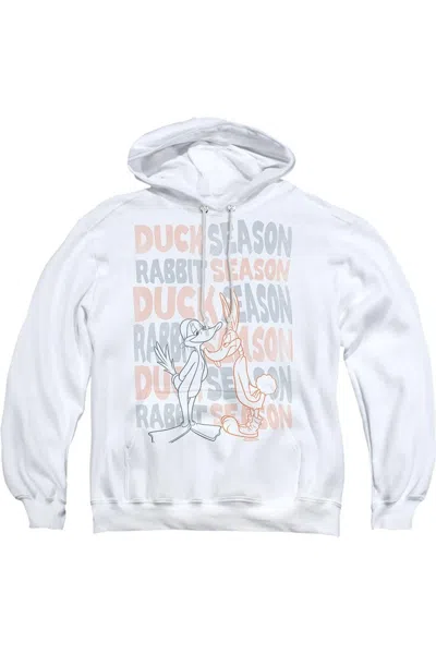 Gildan Looney Tunes Duck Season Rabbit Season Adult Pull Over Hoodie / Hooded Sweatshirt In White