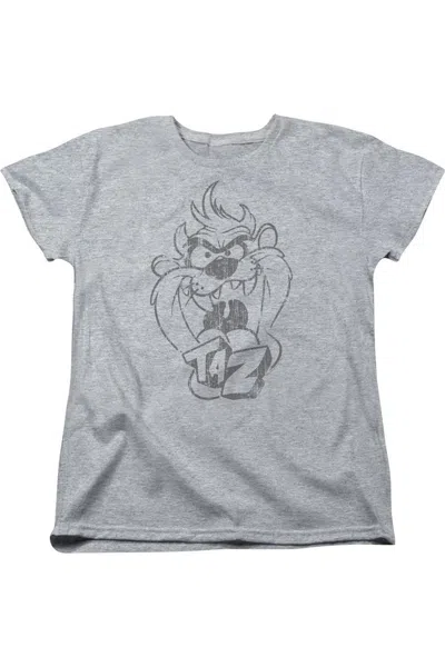 Gildan Looney Tunes Faded Taz Short Sleeve Womens Tee / T-shirt In Gray