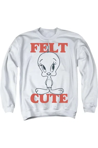 Gildan Looney Tunes Felt Cute Adult Crewneck Sweatshirt In White