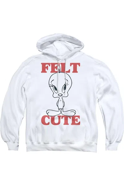 Gildan Looney Tunes Felt Cute Adult Pull Over Hoodie / Hooded Sweatshirt In White