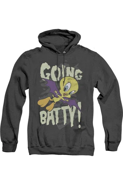 Gildan Looney Tunes Going Batty Adult Heather Hoodie / Hooded Sweatshirt In Black