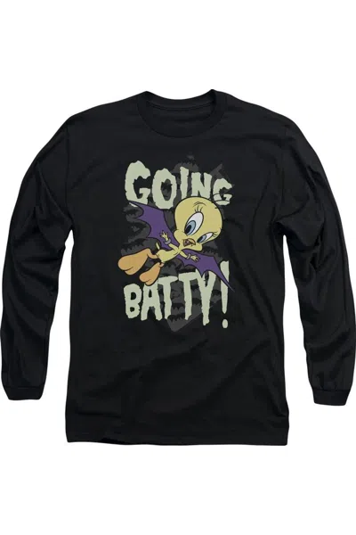 Gildan Looney Tunes Going Batty Long Sleeve Adult Tee / T-shirt In Black