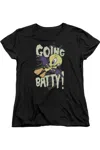 Gildan Looney Tunes Going Batty Short Sleeve Womens Tee / T-shirt In Black