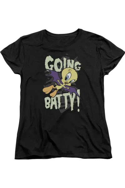Gildan Looney Tunes Going Batty Short Sleeve Womens Tee / T-shirt In Black