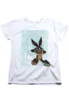 Gildan Looney Tunes Graffiti Rabbit Short Sleeve Women´s Tee / T-shirt In White