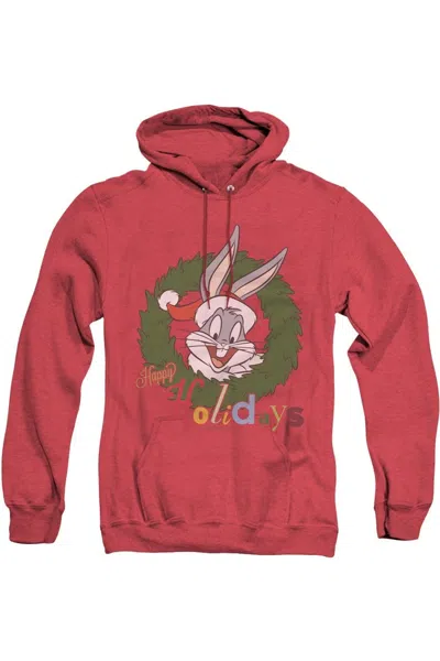 Gildan Looney Tunes Holiday Bunny Adult Heather Hoodie / Hooded Sweatshirt In Red