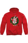 Gildan Looney Tunes Holiday Bunny Adult Pull Over Hoodie / Hooded Sweatshirt In Red