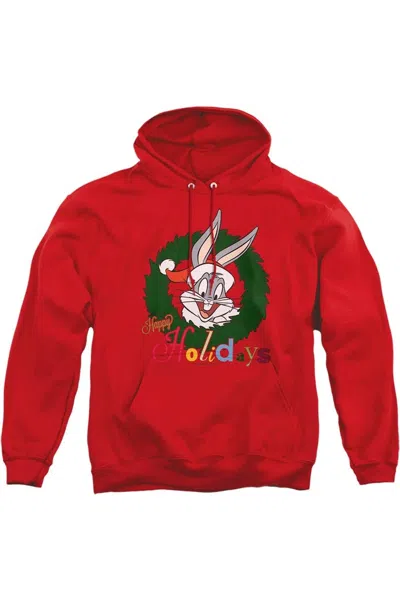 Gildan Looney Tunes Holiday Bunny Adult Pull Over Hoodie / Hooded Sweatshirt In Red