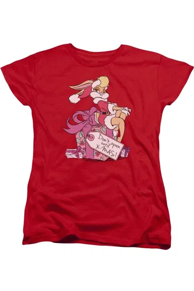 Gildan Looney Tunes Lola Present Short Sleeve Womens Tee / T-shirt In Red