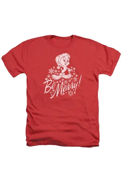 Gildan Looney Tunes Merry Tweety Adult Heather Tee / T-shirt In Red