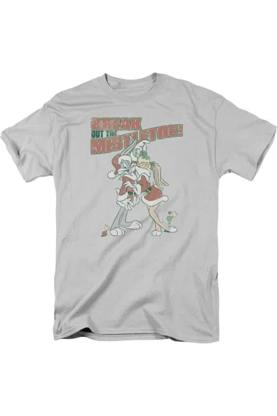 Gildan Looney Tunes Mistletoe Short Sleeve Adult Tee / T-shirt In Silver
