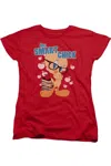 Gildan Looney Tunes One Smart Chick Short Sleeve Womens Tee / T-shirt In Red