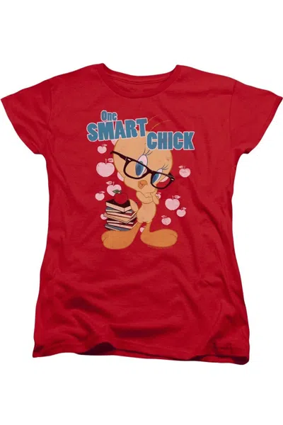 Gildan Looney Tunes One Smart Chick Short Sleeve Womens Tee / T-shirt In Red