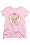 Gildan Looney Tunes Retro Tweety Short Sleeve Womens Tee / T-shirt In Pink