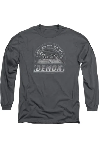 Gildan Looney Tunes Speed Demon Long Sleeve Adult Tee / T-shirt In Gray