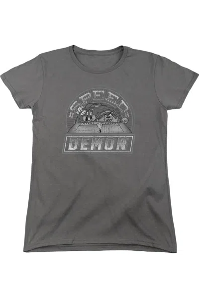 Gildan Looney Tunes Speed Demon Short Sleeve Womens Tee / T-shirt In Gray