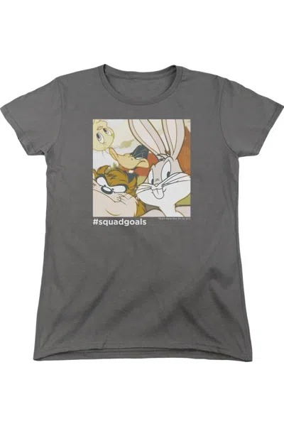 Gildan Looney Tunes Squad Goals Short Sleeve Womens Tee / T-shirt In Gray
