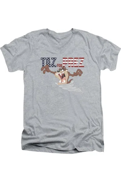 Gildan Looney Tunes Taz For Prez 3 Short Sleeve Adult V Neck Premium Cotton Tee / T-shirt In Multi