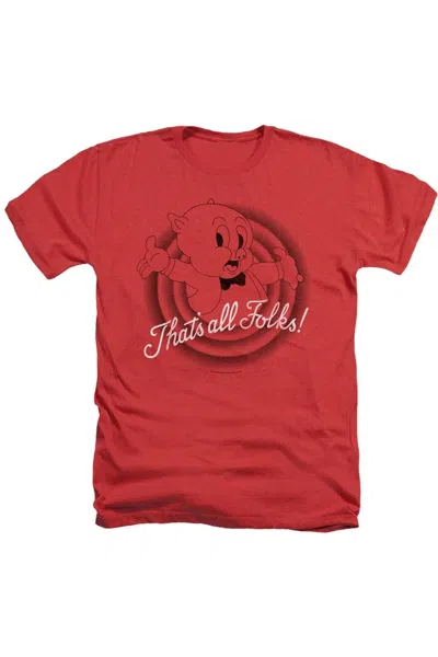 Gildan Looney Tunes That´s All Folks Adult Heather T-shirt In Red