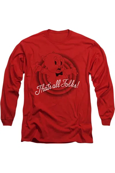 Gildan Looney Tunes That´s All Folks Long Sleeve Adult T-shirt In Red