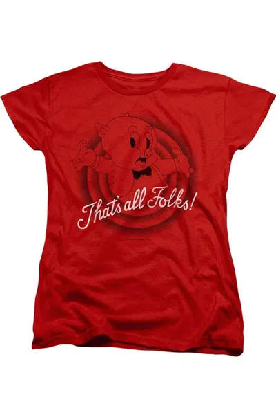Gildan Looney Tunes That´s All Folks Short Sleeve Women´s T-shirt In Red