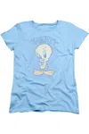Gildan Looney Tunes Tweety Fade Short Sleeve Womens Tee / T-shirt In Blue