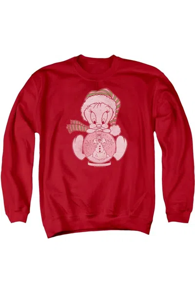 Gildan Looney Tunes Tweey Globe Adult Crewneck Sweatshirt In Red
