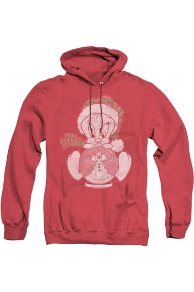 Gildan Looney Tunes Tweey Globe Adult Heather Hoodie / Hooded Sweatshirt In Red